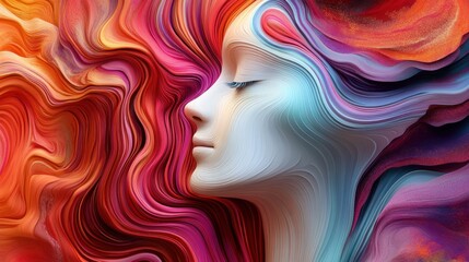 Abstract woman with flowing paint