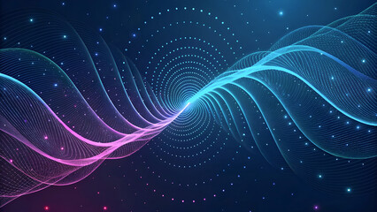 Dynamic blue light waves glow in a futuristic fractal design, creating an abstract background with an energetic flow