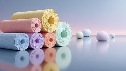 Minimalist 3D Floating Sports Objects on Clean Modern Background, Conceptual Design, Horizontal 16:9, Isolated for Creative Stock Use