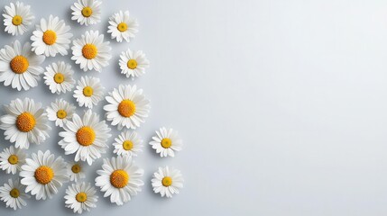 Fototapeta premium Whimsical daisy face pattern in minimal artistic floral arrangement
