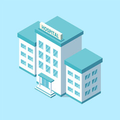 Illustration of Hospital Building with Isometric Design Style