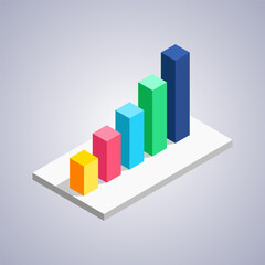 Simple Illustration Design Infographic Bar Chart With Isometric Design Style