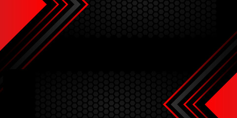 Abstract metal black cyber circuit futuristic technology geometric on hexagon mesh design. 3D view arrow concept and hexagonal pattern. lines for wide banner. Vector graphic design illustration.