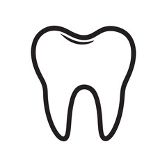 Simple black and white line art illustration of a human tooth, medical or dental icon concept.