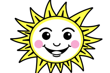 Cute Smiling Sun Cartoon Illustration-Happy Sunshine Character Art-Bright Yellow Sun with Cheeks-Positive Energy Design-Cheerful Sun Image for Kids