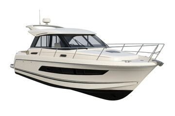 Luxury motor yacht floating on transparent background, perfect for travel and leisure projects