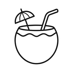 Coconut Cocktail Outline Icon