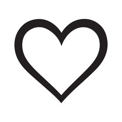 Simple black outline heart symbol on a white background, representing love, care, and emotion. A minimalist vector graphic design element.