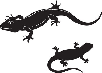 Fototapeta premium Silhouette illustration of a lizard on a white background