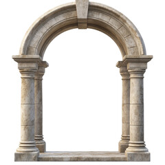 Obraz premium Stone Archway with Columns and Base, Stone archway featuring elegant columns and a sturdy base, isolated on transparent background