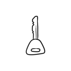 Modern Hand-Drawn Key with Round Head, Representing Security, Access, and Solutions