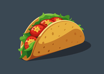 Delicious Cartoon Taco with Tomatoes and Lettuce