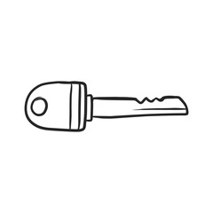 Modern Hand-Drawn Key with Round Head, Representing Security, Access, and Solutions