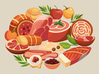 Assortment of Meats, Cheeses and Fruits