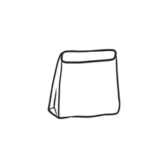 Simple Hand-Drawn Paper Lunch Bag or Takeaway Bag, Ideal for Food and Packaging Concepts