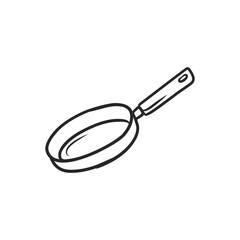 Hand-Drawn Frying Pan with Long Handle, Ideal for Cooking, Kitchen, and Culinary Graphics