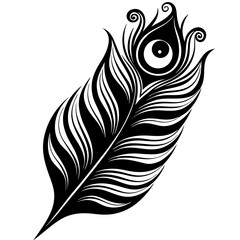Obraz premium feather vector illustration shilhoutte on white background