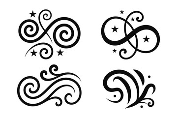 
Vintage Filigree Swirls, calligraphy font style Decorative Elements, Text Ornaments curly thin line swings swashes, Flourishes Swirls, text divider, flourish Swirl ornament stroke, scroll design