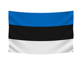 Realistic hanging flag of Estonia. Empty  fabric banner illustration design.