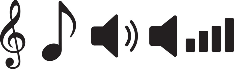 Music notes vector illustration with an audio speaker and megaphone sound icon design