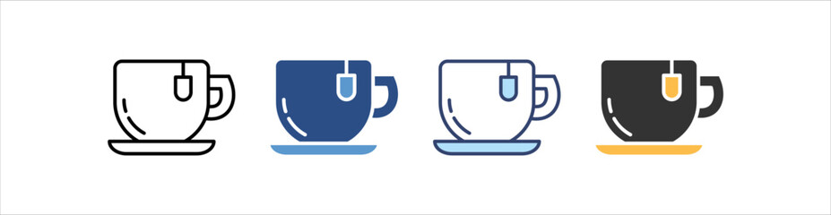 Tea Cup Icon Set Multiple Style Collection