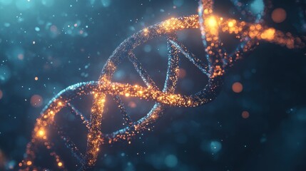 DNA double helix glowing