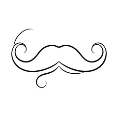 curled mustache line art graphic sketch