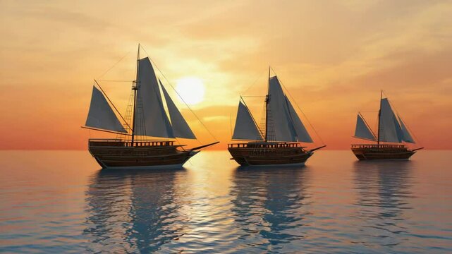 The Ni&ntilde;a, The Pinta and The Santa Mar&iacute;a. Spanish America Exploration.