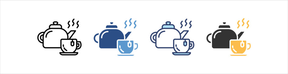 Tea Pot Icon Set Multiple Style Collection