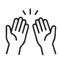 Vector icon in black and white, outlined in black, depicting two hands together to symbolize empathy, support, and meaningful relationships.

