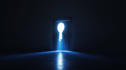 Dark room, glowing keyhole