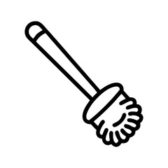 Simple black line drawing of a toilet brush