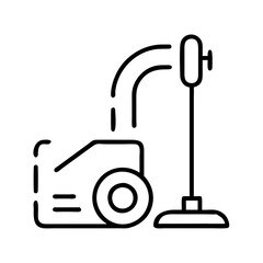 Simple black line icon of a vacuum cleaner with a hose