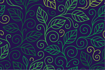 Vector pattern background featuring green floral elements, creating a fresh, natural, and calming design perfect for eco friendly themes and botanical styles.
