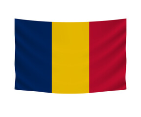 Realistic hanging flag of Chad. Empty  fabric banner illustration design.
