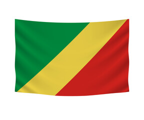 Realistic hanging flag of Republic of the Congo. Empty  fabric banner illustration design.