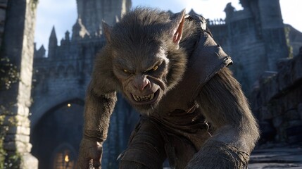 Fantasy creature in medieval setting