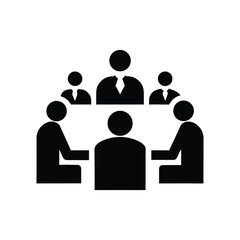 Minimalist business meeting silhouette icon vector illustration