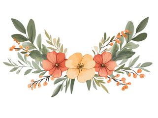 Vibrant floral pattern featuring orange blossoms and green leaves, ideal for spring or summer design illustrations