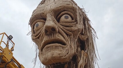 Large wooden sculpted head