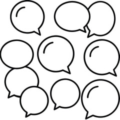 Black Outline Silhouettes Various Empty Speech Bubbles White Background vector