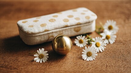 Terracotta Tray with Freesias and Linen Napkin Holder
