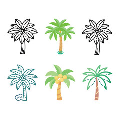 Obraz premium Collection of colorful palm tree illustrations