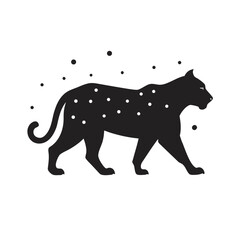 Tiger Walking Amid Falling Snowflakes Silhouette