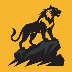 Tiger Overlooking From Rocky Cliff Silhouette