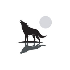 Howling Wolf With Shadow Reflection Silhouette