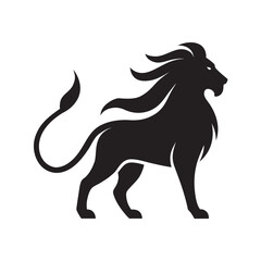 Lion Silhouette With Long Tail Vector