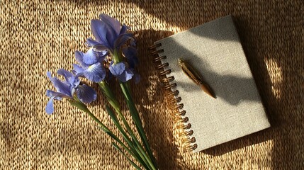 Linen Key Pouch and Daffodil on Walnut Board
