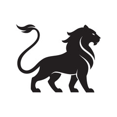 Lion With Long Extended Tail Silhouette