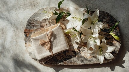 Terracotta Tray with Lavender and Linen Incense Pouch
